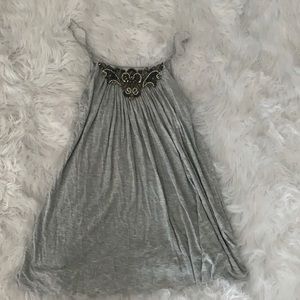 Gray tank top with rhinestones in the front